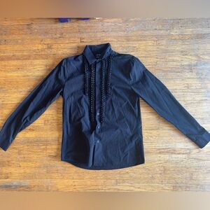 TOPMAN TUXEDO RUFFLE FRONT SHIRT